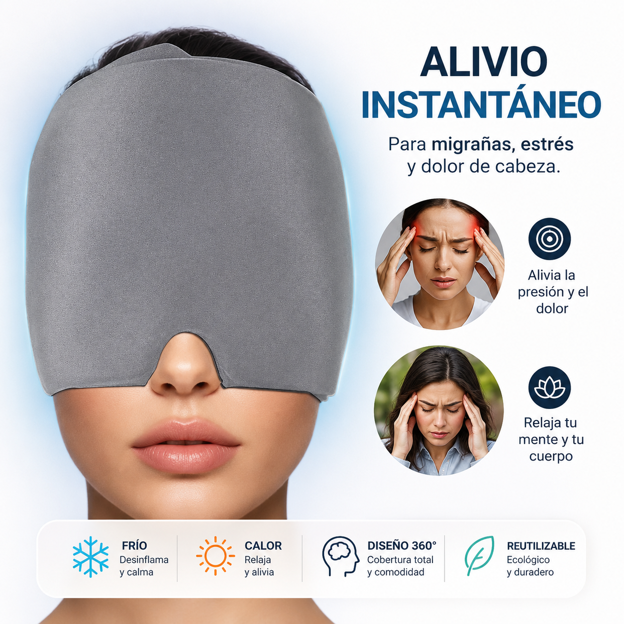 Gorro Gel 360° Premium | Alivio de Migrañas, Cefaleas y Estrés