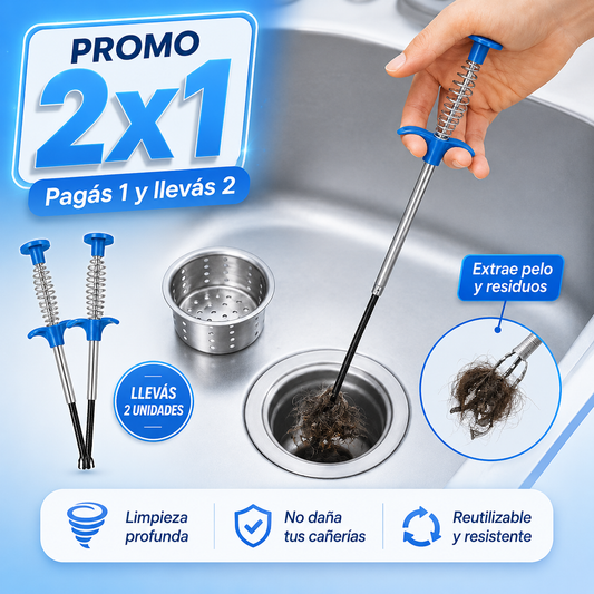 2x1 Pinza Flexible Destapa Cañerías| Sacá Pelos y Residuos en Minutos 90cm